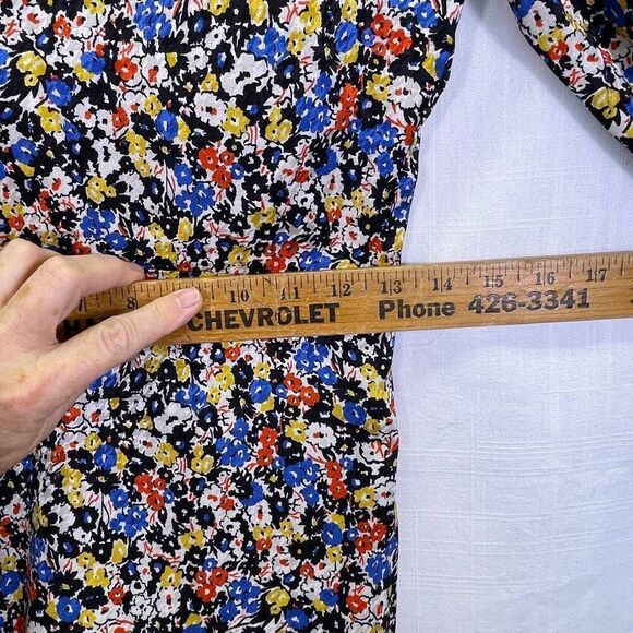 Veronica Beard Multicolor Minna Floral Ruffled Ruched Silk Mini Dress Size 2 - Picture 9 of 11